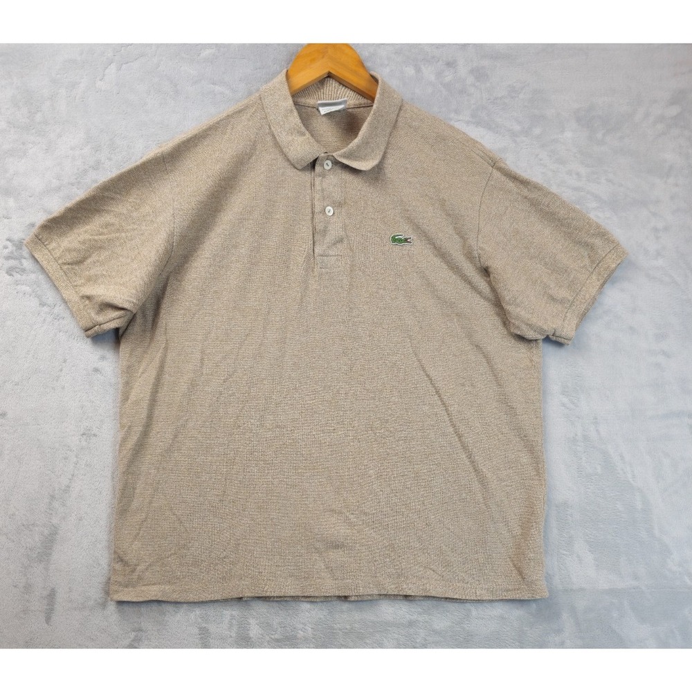 Lacoste Men's Brown Solid Short Sleeve Polo Collared Logo Medium Mesh Knit
